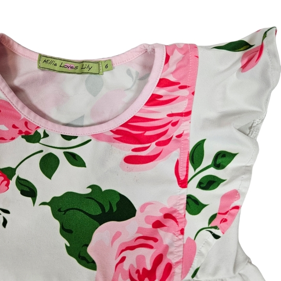 Sold Millie Loves Lily White Floral Angel Sleeve Dress Size 6 Girls - Picture 2 of 7